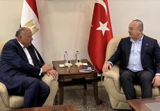 جانب من لقاء وزير الخارجية التركي مع نظيره المصري