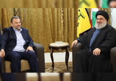 جانب من لقاء حركة حماس مع حسن نصر الله