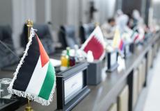 علم فلسطين في اجتماع اللجنة الدائمة للإعلام بالكويت.