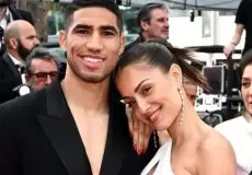 أشرف حكيمي وزوجته هبة عبوك