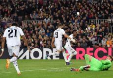 فرحة لاعبي ريال مدريد بهدف ضد برشلونة