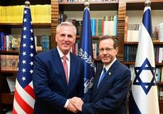 جانب من اجتماع الرئيس الإسرائيلي مع المسؤول الأمريكي