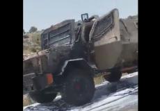 احتراق مركبة الجيش الإسرائيلي