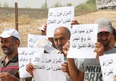 غزة – مزارعون ينظمون وقفة احتجاجا على استمرار الحصار والتضييق