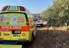 إسعاف إسرائيلي من مكان جريمة إطلاق النار في أبو سنان
