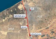 خريطة توضح الحدود الفلسطينية المصرية