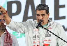 مادورو في كلمته خلال المؤتمر الدولي للتضامن مع شعبنا (فرانس برس)