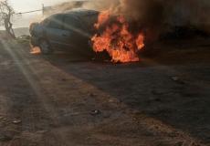 إحراق مركبة في بلدة حوارة في نابلس