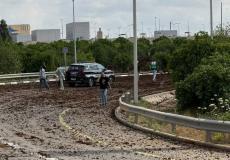 آثار غطلاق صاروخ اليمن على مطار بن غوريون