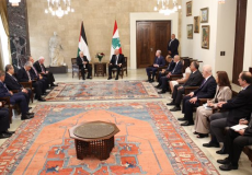 خلال لقاء الرئيس عباس مع نظيره اللبناني