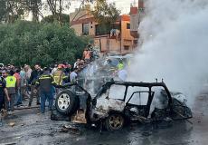 صورة توضيحية لغارة إسرائيلية على سيارة في جنوب لبنان