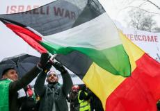 علما بلجيكا وفلسطين