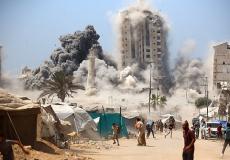 قصف برج مشتهى في غزة