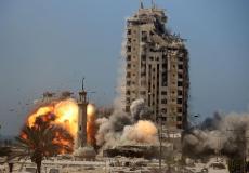 قصف برج مشتهى في مدينة غزة