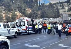 من موقع تنفيذ عملية إطلاق النار في مفرق مستوطنة "راموت" بالقدس المحتلة.