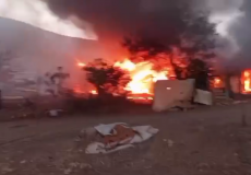 مستوطنون يضرمون النار في تجمع خلة السدرة قرب بلدة مخماس شمال القدس