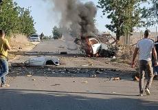 السيارة المستهدفة على طريق زوطر الشرقية