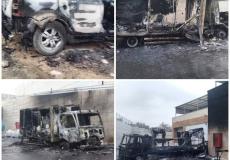 حرق شاحنات لمصنع "الجنيدي" في طولكرم