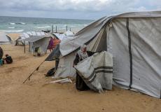 خيام النازحين وسط المنخفض الجوي في غزة