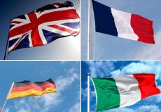 أعلام ألمانيا وإيطاليا وفرنسا وبريطانيا