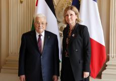 الرئيس عباس مع رئيسة البرلمان الفرنسي