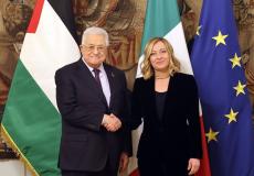 الرئيس عباس مع رئيسة وزراء إيطاليا