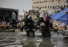 آثار المنخفض الجوي الاخير على قطاع غزة في أعقاب حرب إسرائيلية مدمرة