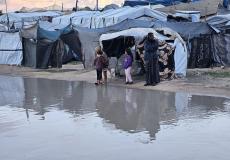 غرق خيام النازحين في غزة جراء المنخفض