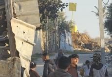 وضع الحجر الاصفر فوق مسجد حسني المصدر شرق مخيم المغازي محيط دوار ابو ناووس