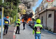 مركبات تشتعل فيها النيران في بني براك