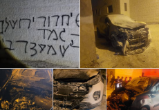 مستوطنون يحرقون مسجدا وعددا من المركبات