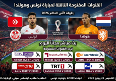 القنوات المفتوحة الناقلة لمباراة تونس وهولندا في كأس العالم 2026