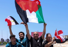 حسام حسن والمنتخب المصري يرفعون العلم الفلسطيني