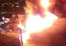 اشتعال النيران في محال تجارية بصور باهر شرق القدس