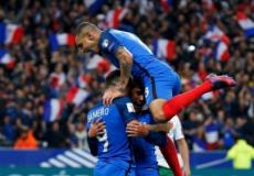 فرحة المنتخب الفرنسي لحظة تسجيل الهدف