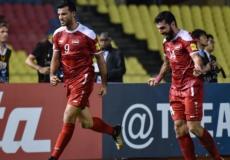 فرحة لاعبي المنتخب السوري بهدف التعادل