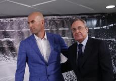 رئيس ريال مدريد بيريز والمدرب زين الدين زيدان