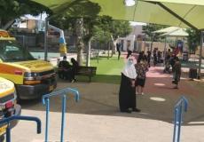 محطة لفحص كورونا في مدرسة الأخوة الابتدائية بيافا