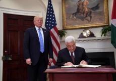 الرئيس عباس خلال لقائه ترامب