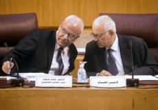 وزير الخارجية المصري مع صائب عريقات
