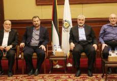 رئيس المكتب السياسي لحركة حماس اسماعيل هنية ونائبه صالح العاروري خلال الزيارة الاخيرة لغزة