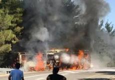 اشتعال النيران في حافلتين بقرية نين شرق الناصرة