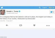 ترامب هاجم الديمقراطيين واتهمهم بالتسبب في أطول تأخير لتعيينات الإدارة الأميركية في تاريخ البلاد