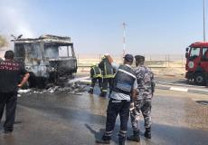 اندلاع نيران في شاحنة عبرت من الاردن الى مدينة القدس