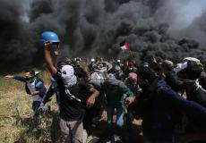 لحظة إصابة أحد الصحفيين في مواجهات شرق غزة