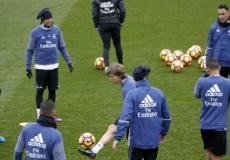 لاعبو ريال مدريد خلال حصة تدريبية