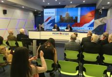 جانب من المؤتمر الصحفي الذي رعته الخارجية الروسية