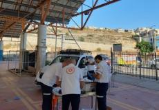 محطة فحص كورونا في أم الفحم، أمس