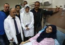 وصول الأسيرة المحررة رغد الخضور ، لمجمع فلسطين الطبي