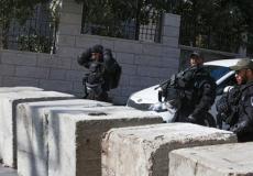 حاجز للجيش الإسرائيلي عند أحد مداخل حي المكبر بالقدس المحتلة - 9 يناير 2017.